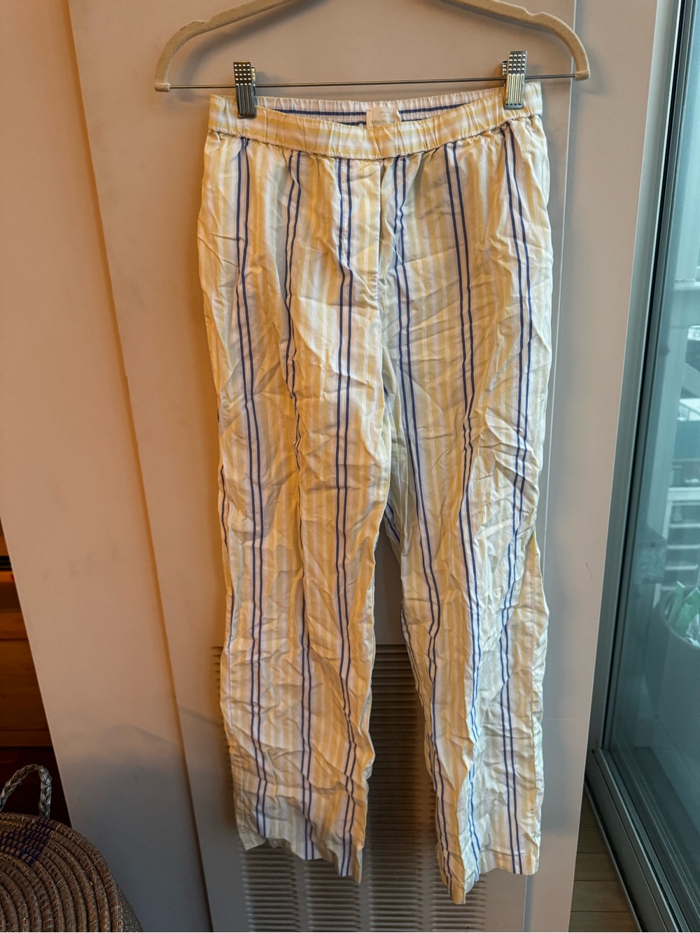Wilfred Free Yellow Blue Striped Poplin PJ Pants XS
